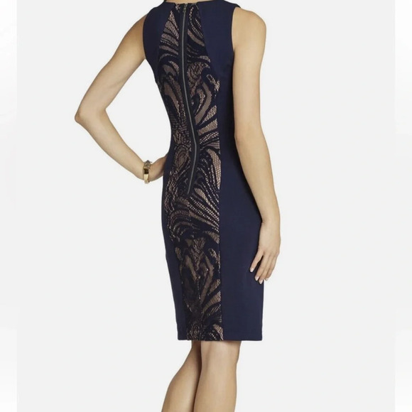 BCBG MaxAzria Leona Lace Dress With Contrast Ponte. Size S - Picture 3 of 11